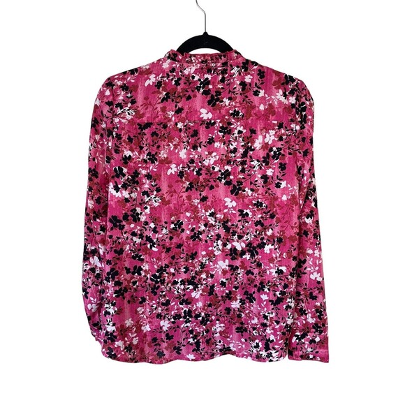 Nanette Lepore Pink Floral Long Sleeve Blouse Button Up‎ Blouse M Pleat Front - Picture 3 of 10